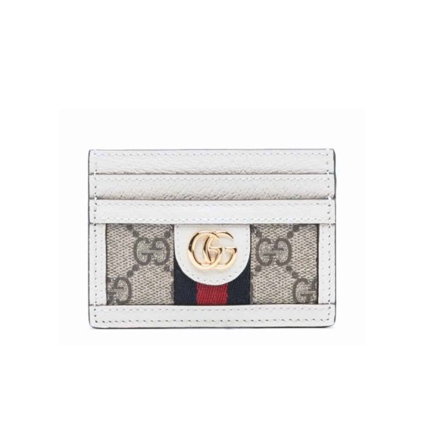 GUCCI OPHIDIA CARD CASE WHITE 9CM