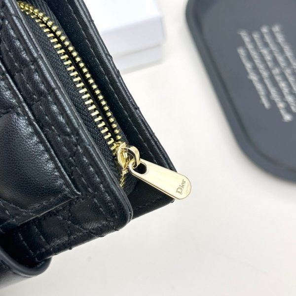 DIOR MY DIOR DITTANY CANNAGE LAMBSKIN WALLET BLACK 13.5CM