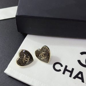 CHANEL STUD EARRINGS GOLD AND BLACK