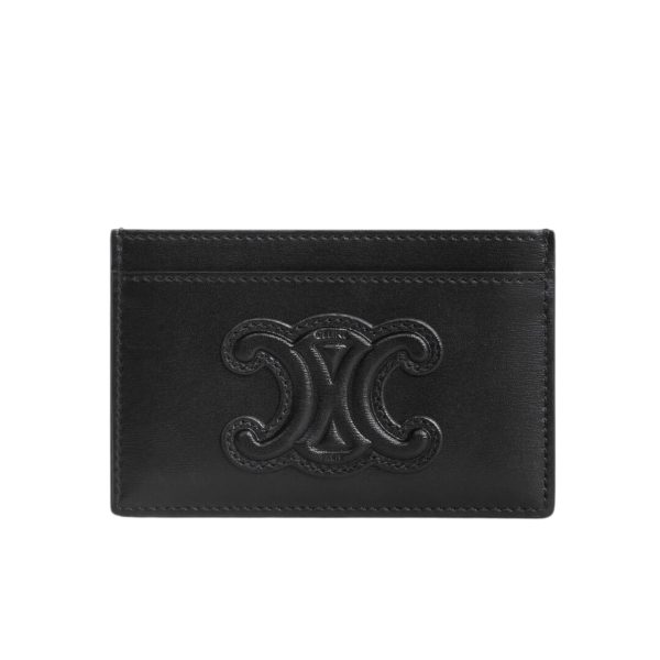 CELINE CARD HOLDER IN SMOOTH LAMBSKIN TAN BLACK 9CM