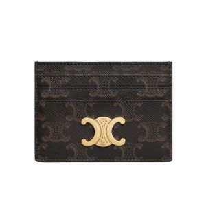 CELINE WALLET TRIOMPHE LEATHER CARD HOLDER BROWN 10.5CM