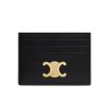 CELINE WALLET TRIOMPHE LEATHER CARD HOLDER BLACK 10.5CM