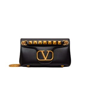 VALENTINO STUD SIGN NAPPA SHOULDER BAG IN BLACK XW2B0K26VNL0NO