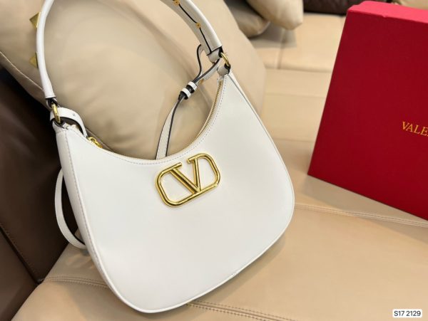 VALENTINO STUD SIGN CALFSKIN HOBO BAG IN WHITE 1W2B0K69EIMI16