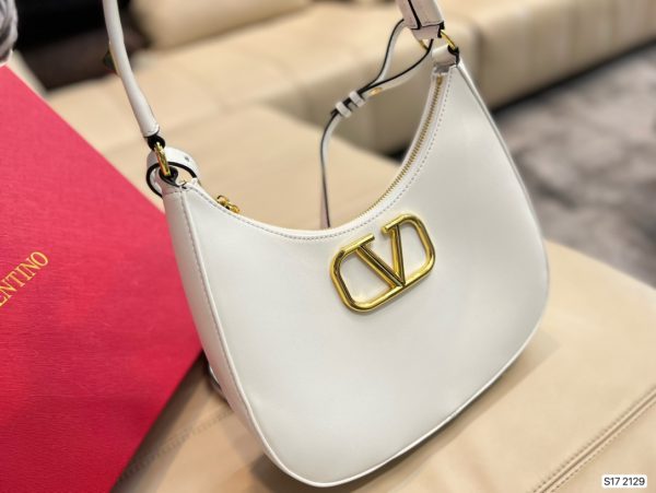 VALENTINO STUD SIGN CALFSKIN HOBO BAG IN WHITE 1W2B0K69EIMI16