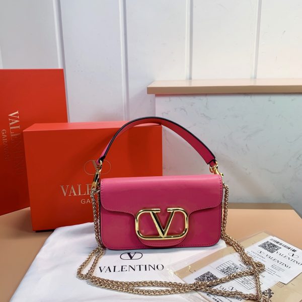 VALENTINO LOC? SMALL SHOULDER BAG IN CALFSKIN ROSE VIOLET 1W2B0K53ZXLM24