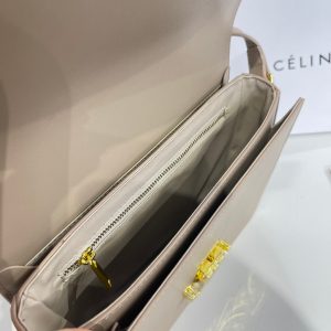 CELINE TEEN TRIOMPHE BAG IN SHINY CALFSKIN BEIGE 18CM