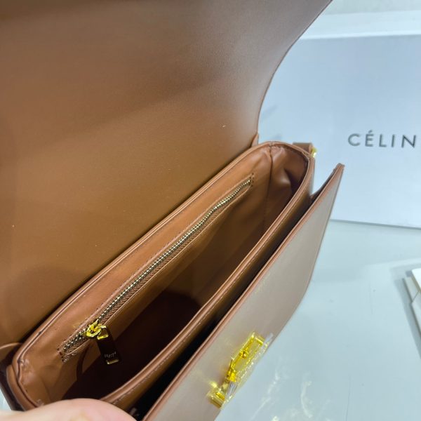 CELINE TEEN TRIOMPHE BAG IN SHINY CALFSKIN BROWN 18CM