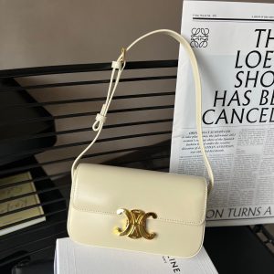 CELINE SHOULDER BAG TRIOMPHE IN SHINY CALFSKIN SOFT YELLOW 18CM