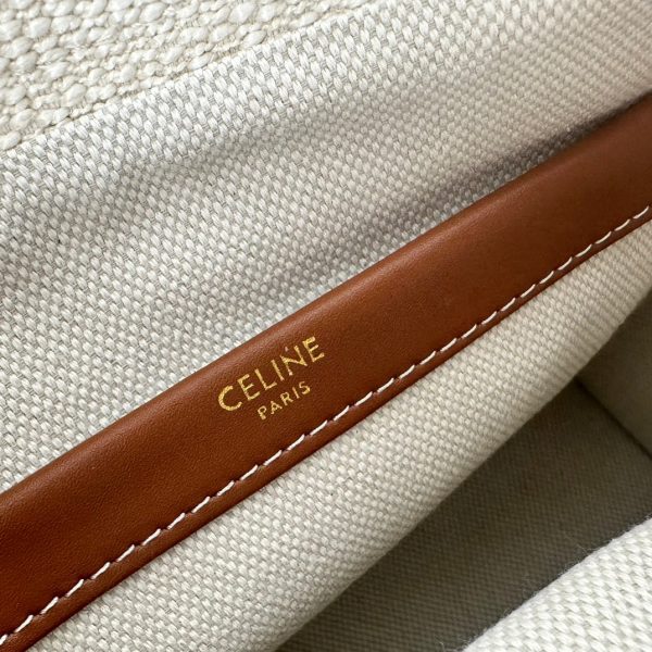 CELINE SMALL CABAS THAIS IN TEXTILE WITH JACQUARD IN WHITE 25CM