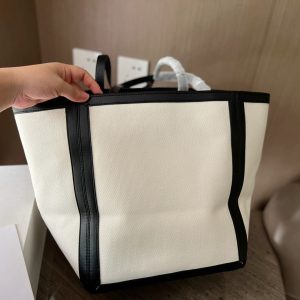 CELINE LARGE SQUARE IN TEXTILE WITH PRINT AND CALFSKIN BLACK 48CM