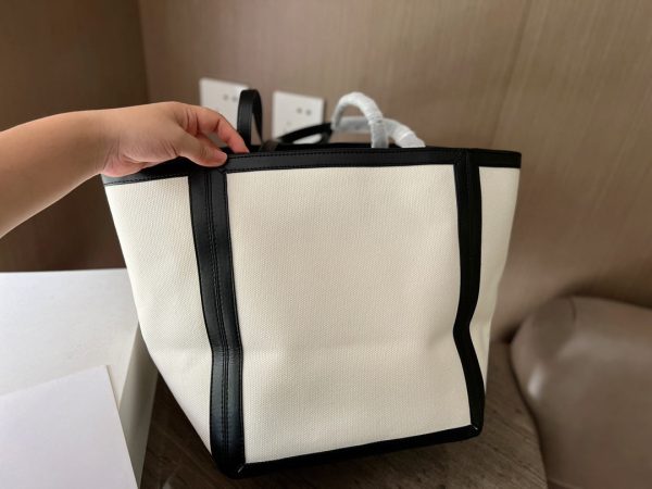 CELINE LARGE SQUARE IN TEXTILE WITH PRINT AND CALFSKIN BLACK 48CM