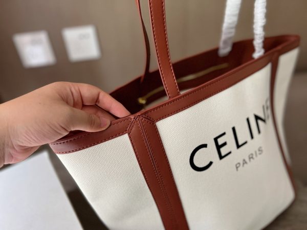 CELINE LARGE SQUARE IN TEXTILE WITH PRINT AND CALFSKIN BROWN 48CM