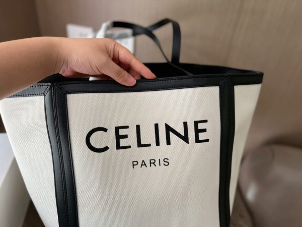 CELINE LARGE SQUARE IN TEXTILE WITH PRINT AND CALFSKIN BLACK 48CM