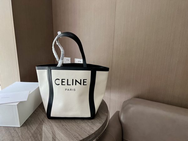 CELINE LARGE SQUARE IN TEXTILE WITH PRINT AND CALFSKIN BLACK 48CM