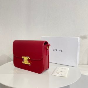 CELINE TEEN TRIOMPHE BAG IN SHINY CALFSKIN RED 18 CM