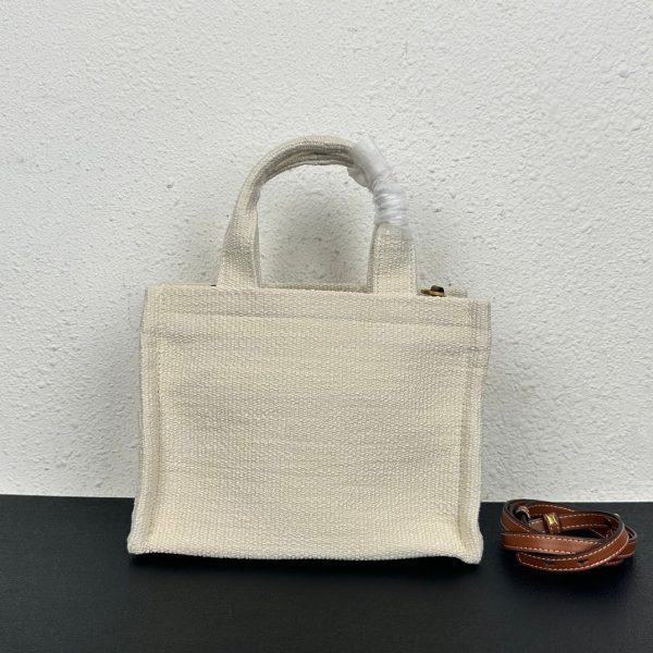 CELINE SMALL CABAS THAIS IN TEXTILE WITH JACQUARD IN WHITE 25CM