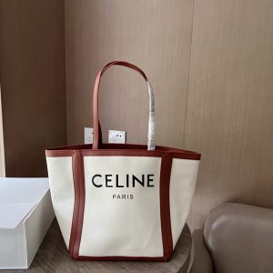 CELINE LARGE SQUARE IN TEXTILE WITH PRINT AND CALFSKIN BROWN 48CM