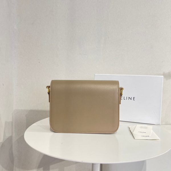 CELINE TEEN TRIOMPHE BAG IN SHINY CALFSKIN BEIGE 18CM