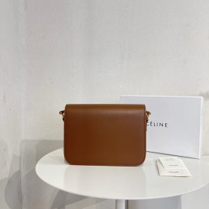 CELINE TEEN TRIOMPHE BAG IN SHINY CALFSKIN BROWN 18CM