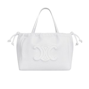 CELINE SMALL CABAS DRAWSTRING CUIR TRIOMPHE IN SMOOTH CALFSKIN WHITE 24CM