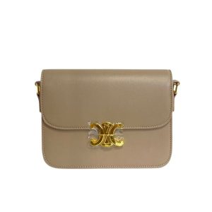 CELINE TEEN TRIOMPHE BAG IN SHINY CALFSKIN BEIGE 18CM