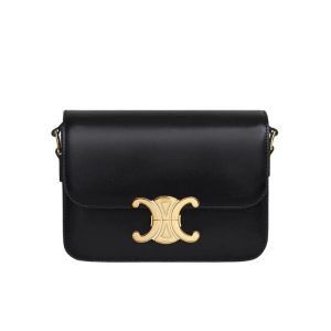 CELINE TEEN TRIOMPHE BAG IN SHINY CALFSKIN BLACK 18CM 188423BF438NO