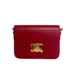 CELINE TEEN TRIOMPHE BAG IN SHINY CALFSKIN RED 18 CM