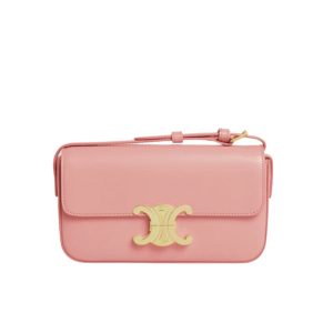 CELINE SHOULDER BAG TRIOMPHE IN SHINY CALFSKIN LIGHT PINK 18CM