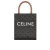 CELINE MINI VERTICAL CABAS IN TRIOMPHE CANVAS AND CALFSKIN WITH PRINT 20CM 194372BZK04LU