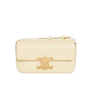 CELINE SHOULDER BAG TRIOMPHE IN SHINY CALFSKIN SOFT YELLOW 18CM