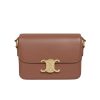 CELINE TEEN TRIOMPHE BAG IN SHINY CALFSKIN BROWN 18CM