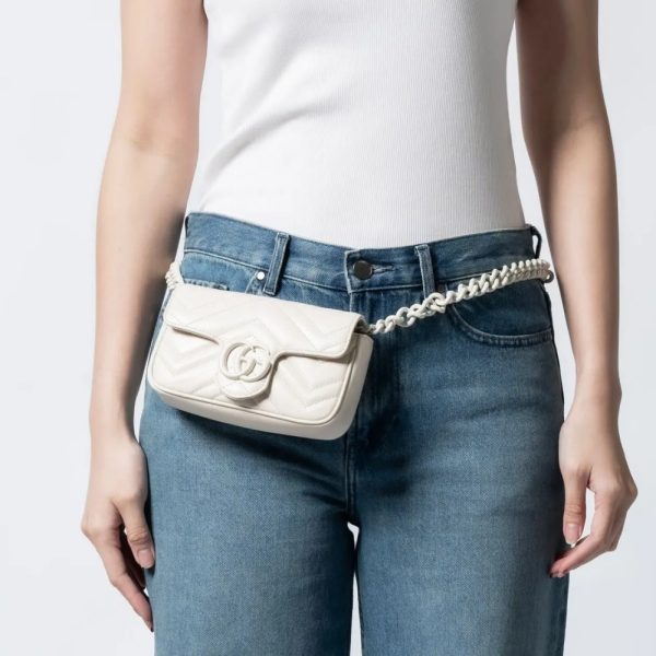 GUCCI GG MARMONT BELT BAG WHITE 16CM 739599 UM8KV 1000