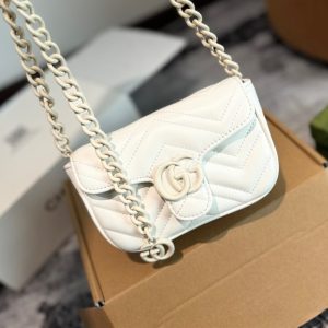 GUCCI GG MARMONT BELT BAG WHITE 16CM 739599 UM8KV 1000