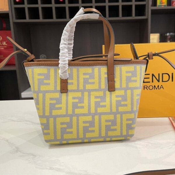 FENDI ROLL MINI FF JACQUARD MINI BAG YELLOW 17CM 8BS096AOVJF1PIO