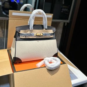 HERMES BIRKIN 25 TOILE H BLACK 25CM