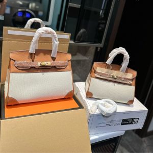 HERMES BIRKIN 25 TOILE H BROWN 25CM