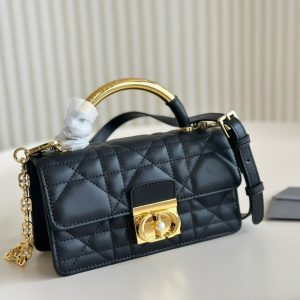 DIOR MINI DIOR ANGE BAG MACROCANNAGE BLACK 20CM M4401UNMZM900 E03