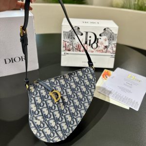 DIOR SADDLE RODEO POUCH BLUE OBLIQUE JACQUARD 20CM