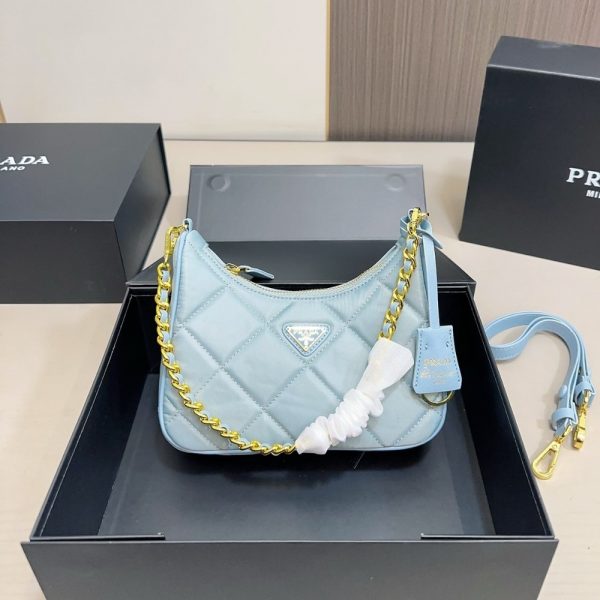 PRADA RE EDITION 1995 CHAÎNE RE NYLON MINI BAG BLUE 22CM 1BC204 2AOS F0237 V QOO