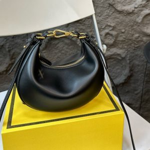 FENDI FENDIGRAPHY MINI LEATHER BAG BLACK 20CM 8BS081A5DYF1HEJ