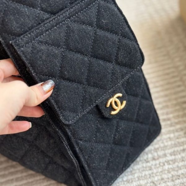 CHANEL HOBO BAG SS25 DENIM BRUSHED BLACK 35CM