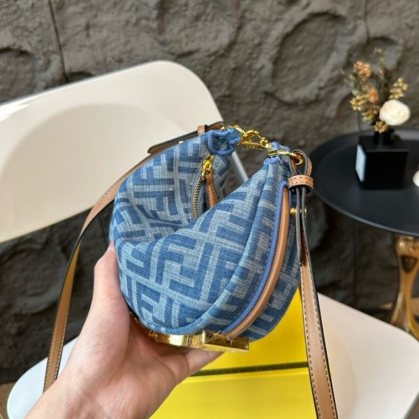 FENDI FENDIGRAPHY MINI BAG DENIM BLUE FF 20CM 8BS081AS3FF1PLN