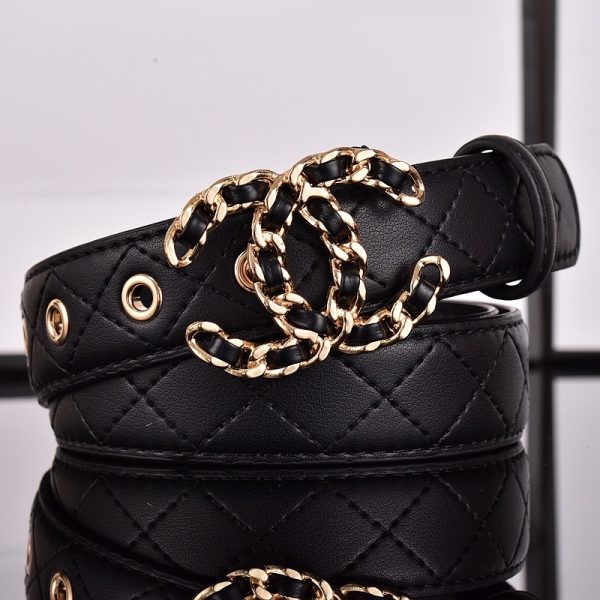 CHANEL CC BELT GOLD CHAIN AND BLACK LEATHER 28MM