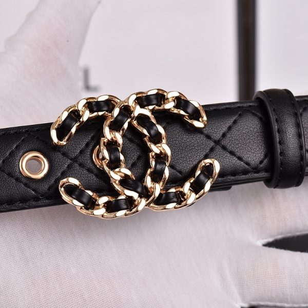 CHANEL CC BELT GOLD CHAIN AND BLACK LEATHER 28MM