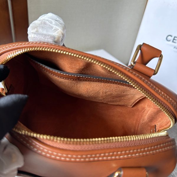 CELINE  SMALL BOSTON BAG IN SMOOTH CALFSKIN WITH CUIR TRIOMPHE BROWN