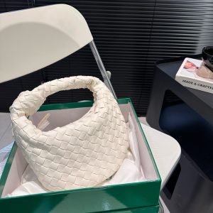 BOTTEGA VENETA JODIE INTRECCIATO LEATHER HANDLE BAG WHITE 27CM 690225VCPP09009