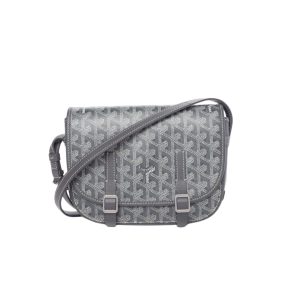 GOYARD GOYARDINE BELVEDERE PM MESSENGER BAG GREY 21CM