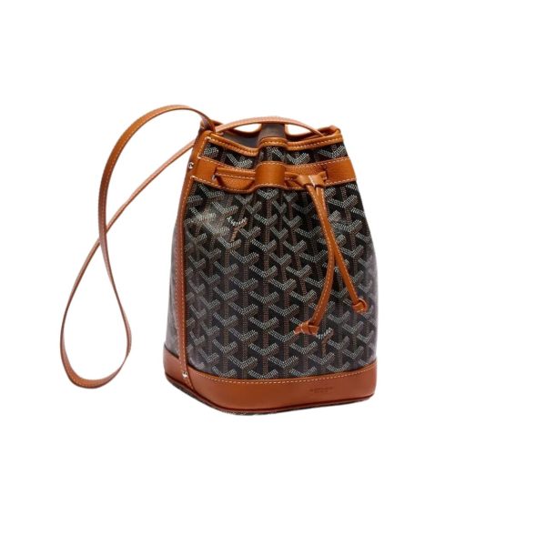 GOYARD GOYARDINE PETIT FLOT BUCKET BAG BLACK TAN 23CM PEFLOTPMLTY01CL03P