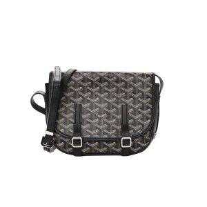 GOYARD GOYARDINE BELVEDERE PM MESSENGER BAG BLACK 21CM